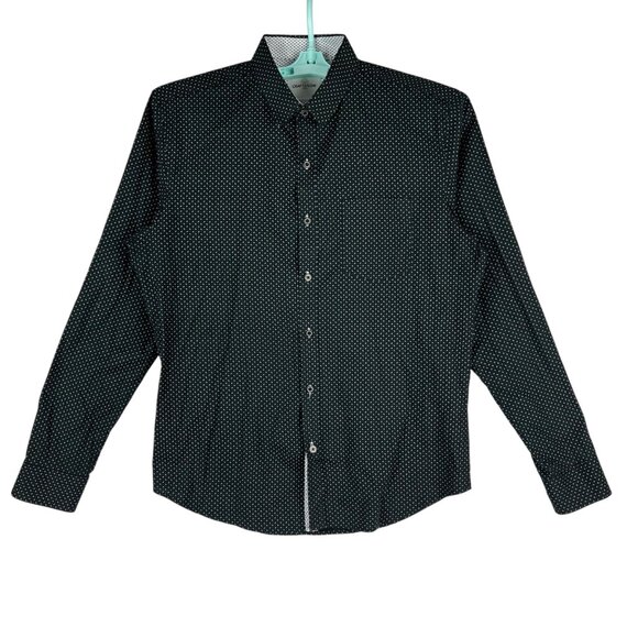 Craft + Flow Men Black & White Polka Dot Long Sleeve Button-Up Shirt Size Medium - Picture 1 of 10